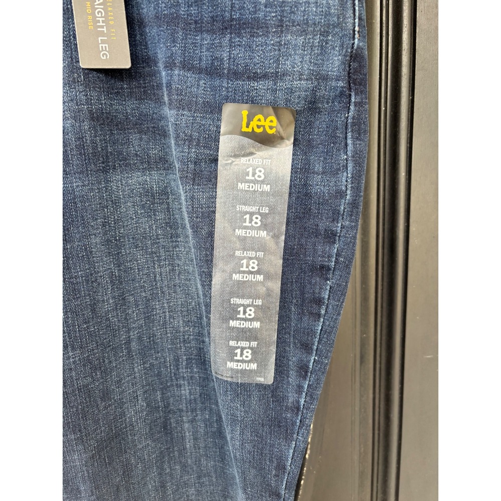 Lee Womens Relaxed Fit Straight Leg Mid Rise‎ Dark Wash Jeans 18 Medium 3054039 - Picture 2 of 8
